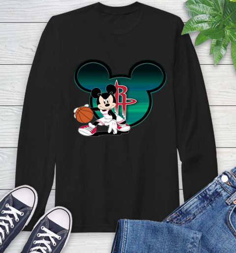 NBA Houston Rockets Mickey Mouse Disney Basketball Long Sleeve T-Shirt 2