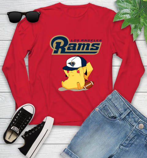 NFL Pikachu Football Sports Los Angeles Rams Youth Long Sleeve 11