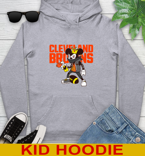 Cleveland Browns NFL Football Mickey Peace Sign Sports Youth Hoodie 6