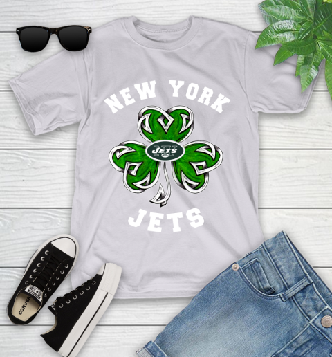 NFL New York Jets Three Leaf Clover St Patrick's Day Football Sports Youth T-Shirt 4