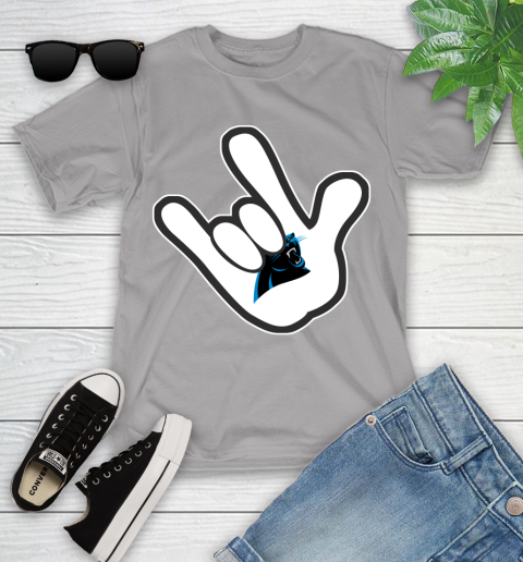 Carolina Panthers NFL Football Mickey Rock Hand Disney Youth T-Shirt 4
