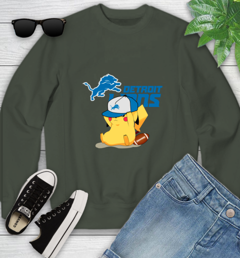 NFL Pikachu Football Sports Detroit Lions Youth Sweatshirt 10