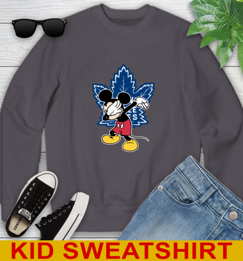 Toronto Maple Leafs NHL Hockey Dabbing Mickey Disney Sports Youth Sweatshirt 6