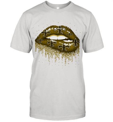 Biting Glossy Lips Sexy New Orleans Saints NFL Football Unisex Jersey Tee