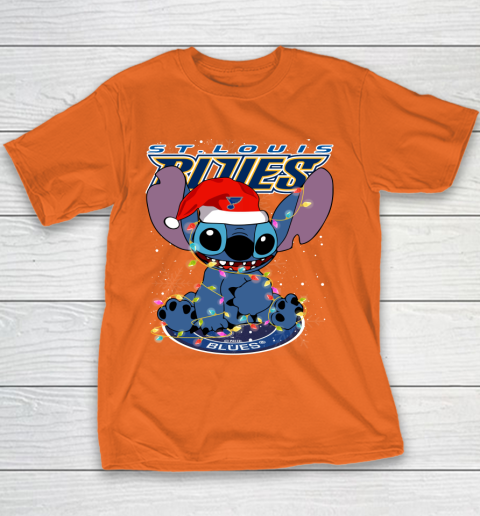 St.Louis Blues NHL Hockey noel stitch Christmas Youth T-Shirt 3