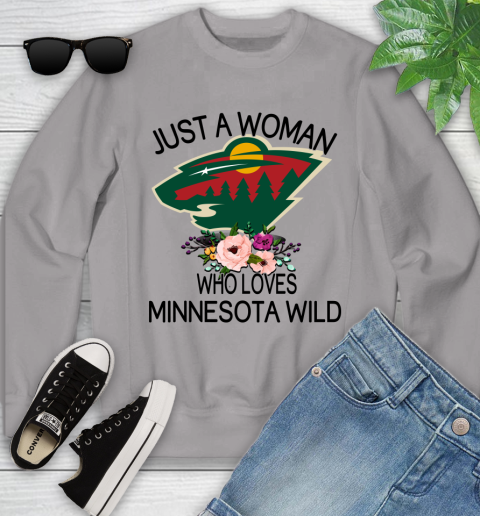 NHL Just A Woman Who Loves Minnesota Wild Hockey Sports Youth Sweatshirt 2