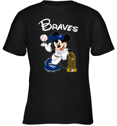 Atlanta Braves Mickey Taking The Trophy MLB 2019 Youth T-Shirt