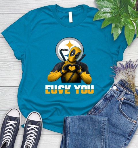 NHL Pittsburgh Steelers Deadpool Love You Fuck You Football Sports Women's T-Shirt 10