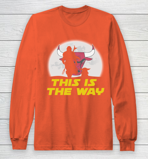 Chicago Bulls NBA Basketball Star Wars Yoda And Mandalorian This Is The Way Long Sleeve T-Shirt 3
