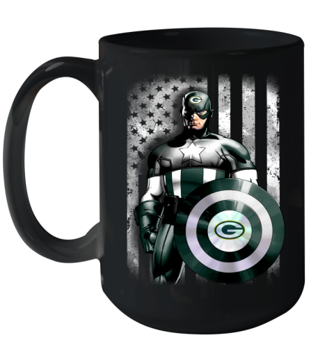 Green Bay Packers NFL Football Captain America Marvel Avengers American Flag Shirt Ceramic Mug 15oz