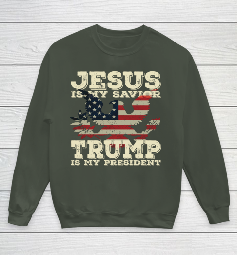 Jesus Is My Savior Trump Is My President Vintage American Youth Sweatshirt 8