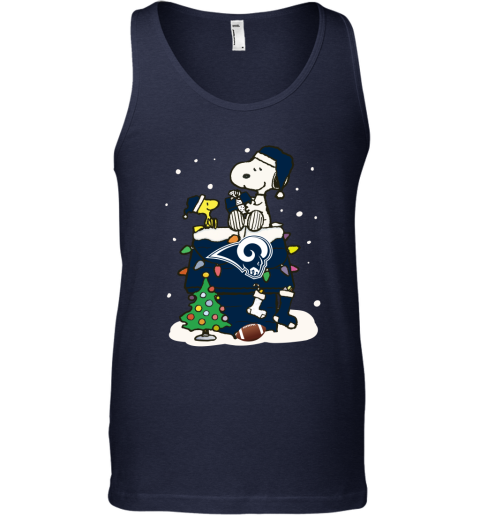 yhmt a happy christmas with los angeles rams snoopy unisex tank 17 front navy