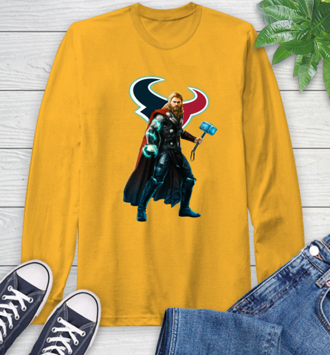 NFL Thor Avengers Endgame Football Houston Texans Long Sleeve T-Shirt 3