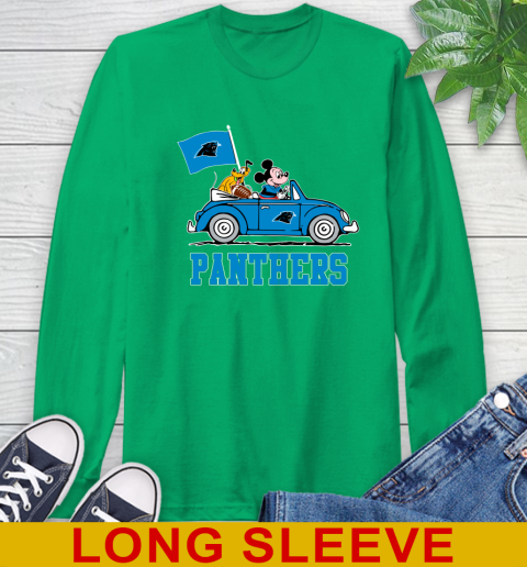 NFL Football Carolina Panthers Pluto Mickey Driving Disney Shirt Long Sleeve T-Shirt 7
