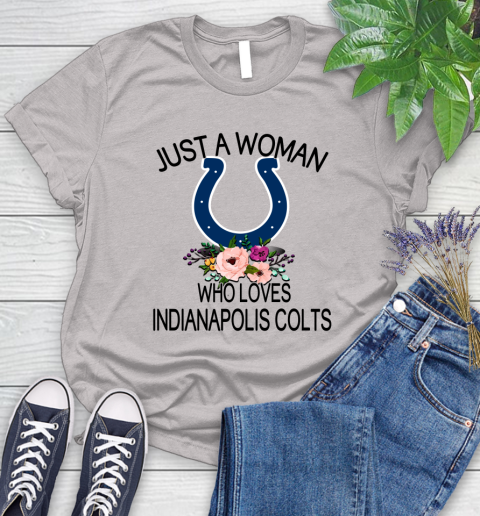 NFL Just A Woman Who Loves Indianapolis Colts Football Sports Women's T-Shirt 10