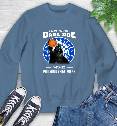 NBA Come To The Dark Side We Have Philadelphia 76ers Star Wars Darth Vader Basketball Sweatshirt 8