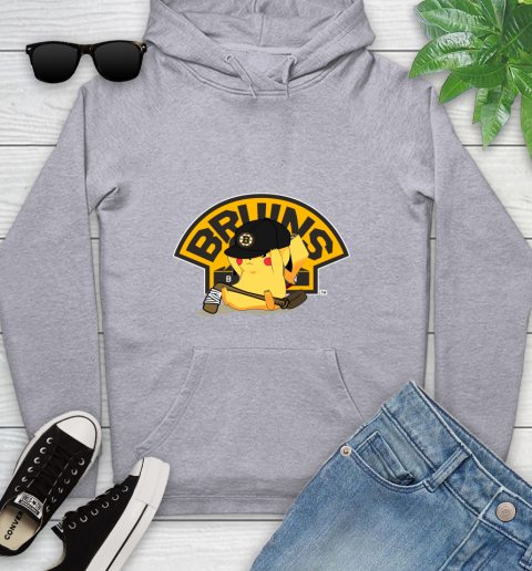NHL Pikachu Hockey Sports Boston Bruins Youth Hoodie 6