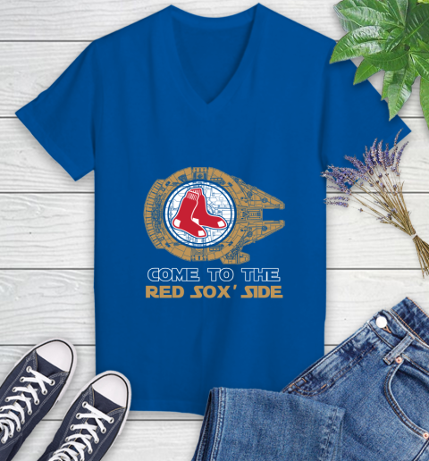MLB Come To The Boston Red Sox Side Star Wars Baseball Sports Women's V-Neck T-Shirt 10