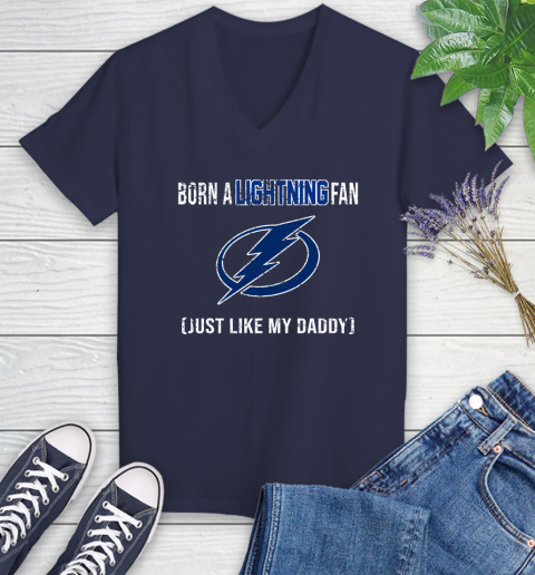 NHL Tampa Bay Lightning Hockey Loyal Fan Just Like My Daddy Shirt Women's V-Neck T-Shirt 10