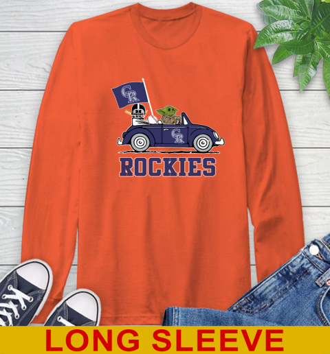 MLB Baseball Colorado Rockies Darth Vader Baby Yoda Driving Star Wars Shirt Long Sleeve T-Shirt 5