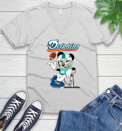 NFL Miami Dolphins Mickey Mouse Disney Super Bowl Football T Shirt V-Neck T-Shirt
