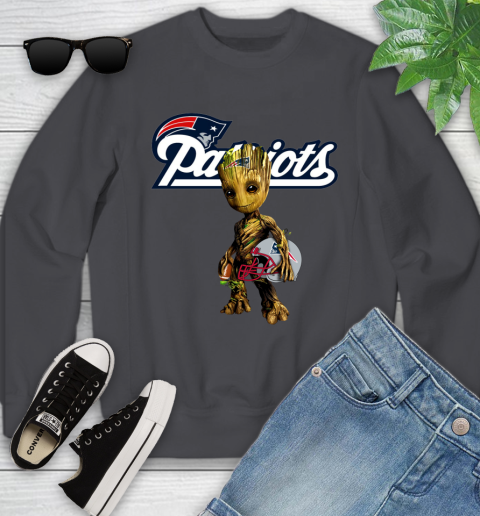 New England Patriots NFL Football Groot Marvel Guardians Of The Galaxy Youth Sweatshirt 6