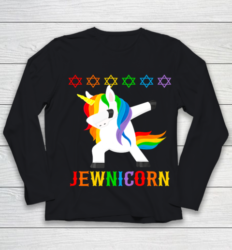 Hanukkah Dabbing Unicorn Jewnicorn Chanukah Jewish Xmas Gift Youth Long Sleeve