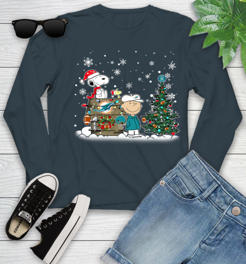 NFL Miami Dolphins Snoopy Charlie Brown Christmas Football Super Bowl Sports Youth Long Sleeve 9