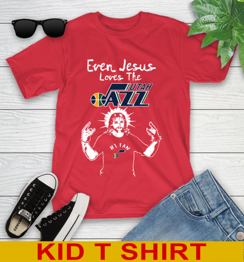 Utah Jazz NBA Basketball Even Jesus Loves The Jazz Shirt Youth T-Shirt 11