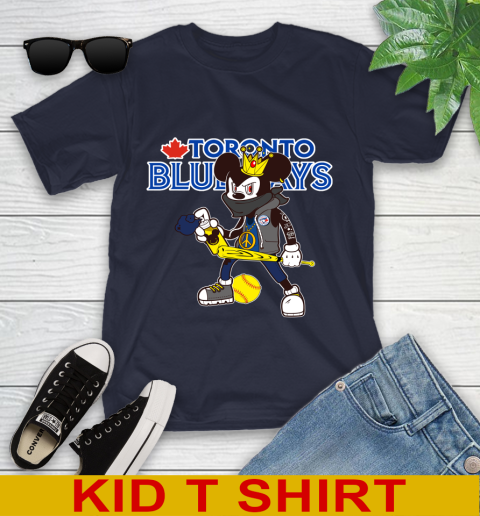 Toronto Blue Jays MLB Baseball Mickey Peace Sign Sports Youth T-Shirt 3