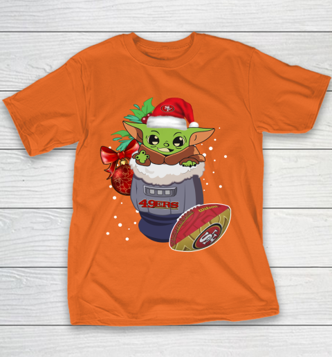 San Francisco 49ers Christmas Baby Yoda Star Wars Funny Happy NFL Youth T-Shirt 6