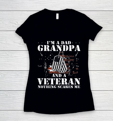 Grandpa Funny Gift Apparel  I'm A Dad Grandpa Veteran Father's Day S Women's V-Neck T-Shirt