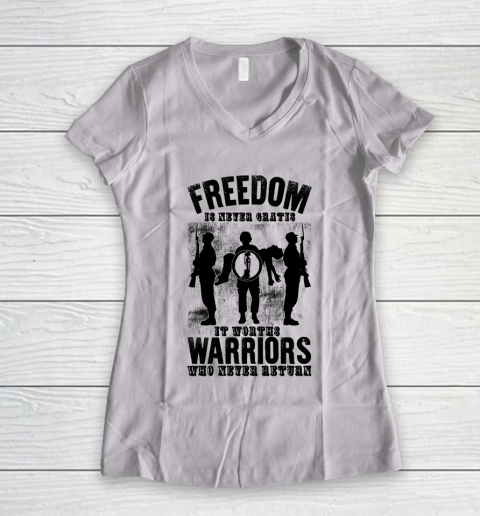 Veteran Shirt Freedom Is Nerver Gratis 4th Of July Women's V-Neck T-Shirt