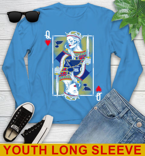 NHL Hockey St.Louis Blues The Queen Of Hearts Card Shirt Youth Long Sleeve 8