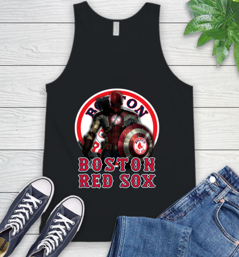 MLB Captain America Thor Spider Man Hawkeye Avengers Endgame Baseball Boston Red Sox Tank Top 2