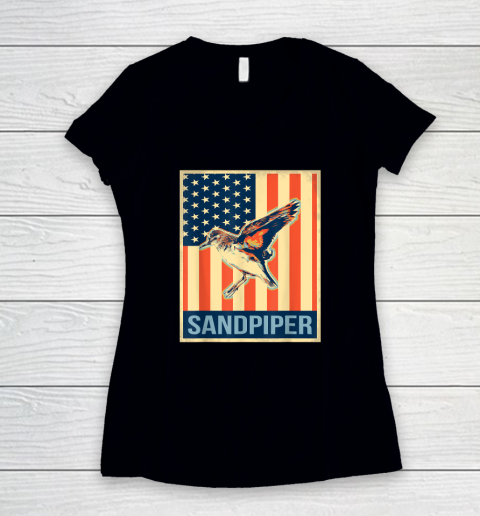 Vintage US Flag Sandpiper Women's V-Neck T-Shirt