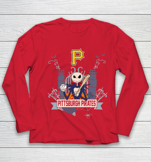 MLB Pittsburgh Pirates Baseball Jack Skellington Halloween Youth Long Sleeve 8