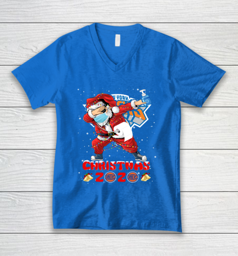 New York Knicks Funny Santa Claus Dabbing Christmas 2020 NBA V-Neck T-Shirt 5