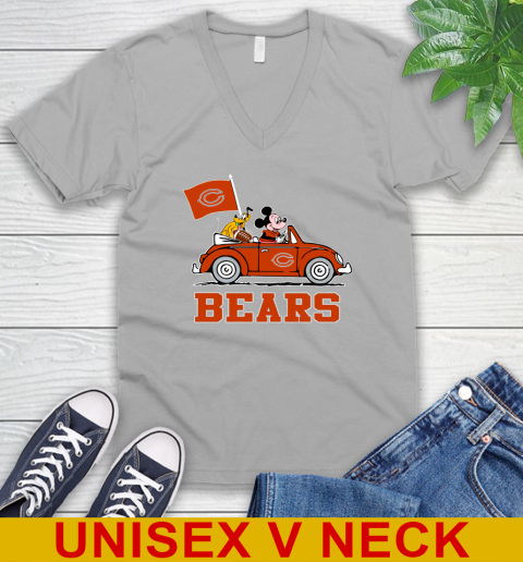 NFL Football Chicago Bears Pluto Mickey Driving Disney Shirt V-Neck T-Shirt 4