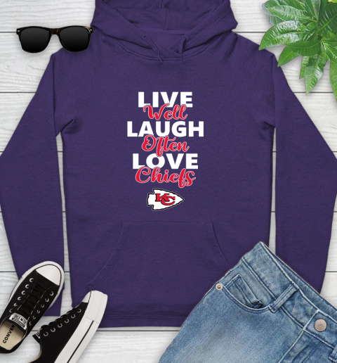 NFL Football Kansas City Chiefs Live Well Laugh Often Love Shirt Youth Hoodie 5