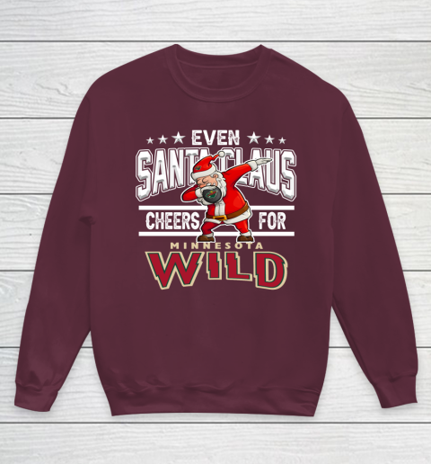 Minnesota Wild Even Santa Claus Cheers For Christmas NHL Youth Sweatshirt 4