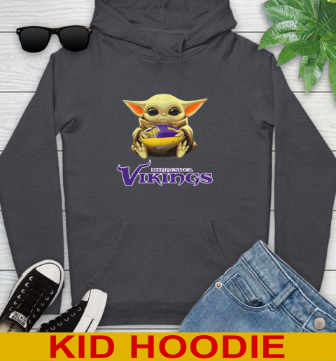 NFL Football Minnesota Vikings Baby Yoda Star Wars Shirt Youth Hoodie 9