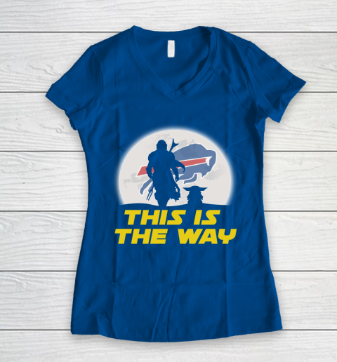 Buffalo Bills NFL Football Star Wars Yoda And Mandalorian This Is The Way Women's V-Neck T-Shirt 7