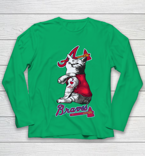 MLB Baseball My Cat Loves Atlanta Braves Youth Long Sleeve 4