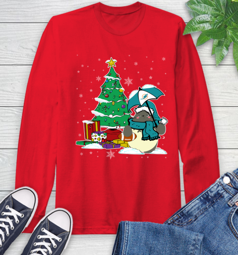 Miami Dolphins NFL Football Cute Tonari No Totoro Christmas Sports Long Sleeve T-Shirt 11