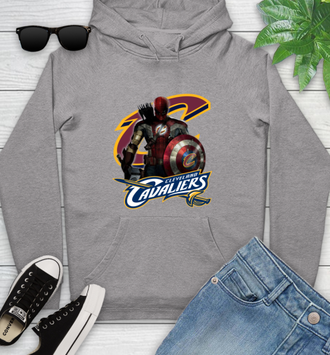 Cleveland Cavaliers NBA Basketball Captain America Thor Spider Man Hawkeye Avengers Youth Hoodie 6