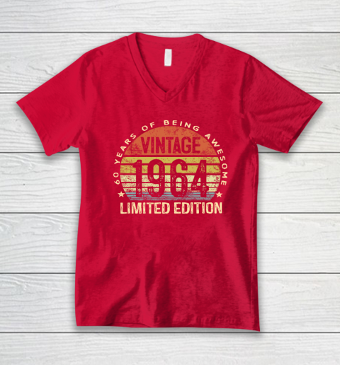 60 Year Old Gifts Vintage 1964 Limited Edition 60th Birthday V-Neck T-Shirt 5