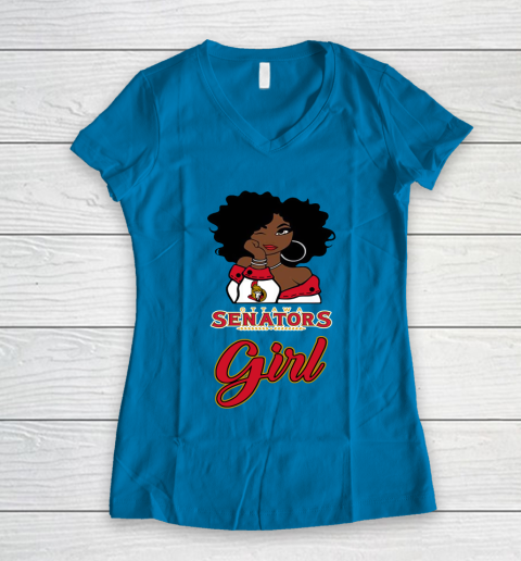 Ottawa Senators Girl NHL Women's V-Neck T-Shirt 7
