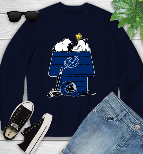 Tampa Bay Lightning NHL Hockey Snoopy Woodstock The Peanuts Movie Youth Sweatshirt 3