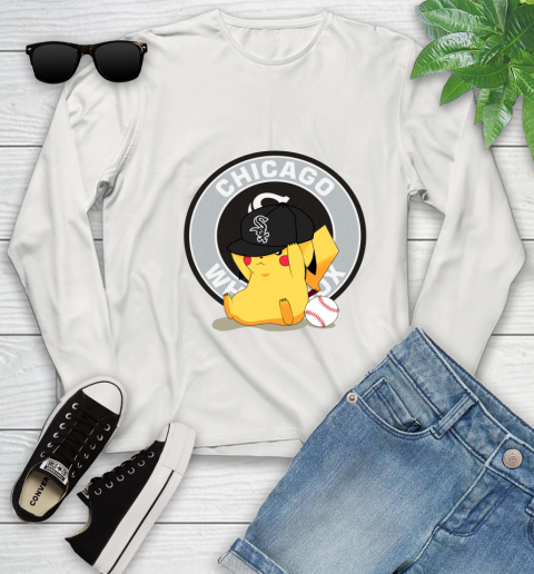 MLB Pikachu Baseball Sports Chicago White Sox Youth Long Sleeve 12